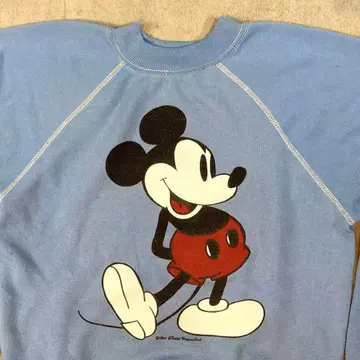 70s USA제 빈티지 화이트 발 미키 맨투맨 S 스카이블루