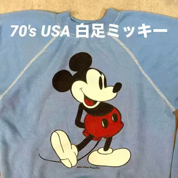 70s USA제 빈티지 화이트 발 미키 맨투맨 S 스카이블루