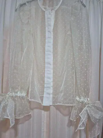 이데알루체 시스루 도트 무늬 긴팔 셔츠