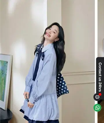 KUOSE 쿠오세 리본 타이 셔츠 드레스 스트라이프 원피스