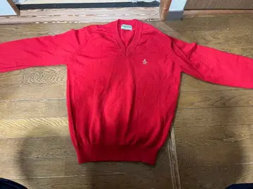 빨간색 V넥 니트 스웨터 munsingwear