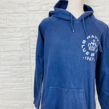 블루블루 로고 프린트 후드티 원피스 네이비 면100% [ 1540-55