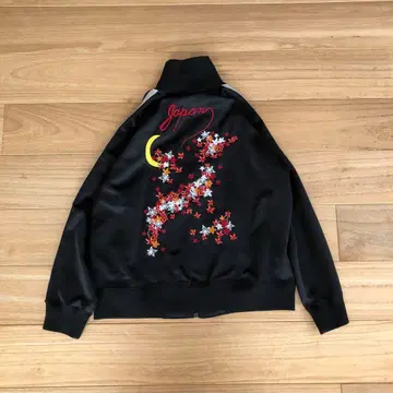 스미스 아메리칸 트랙 자켓 단풍 자수 저리 일본 지도 블랙 검정 XL
