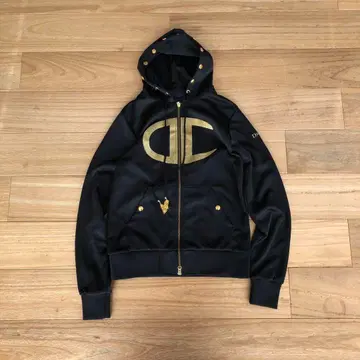 DRESSCAMP x Champion 트랙 자켓 블랙 골드 저지