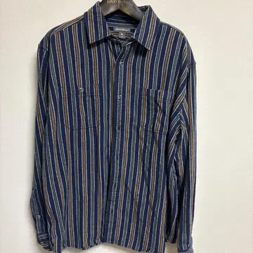 Eddie Bauer 플란넬 셔츠 L 네이비 스트라이프