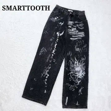 mushwear SMARTTOOTH 페인트 낙서 데님 팬츠 Y2K