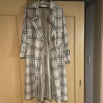 MOUSSY 체크 무늬 더블 브레스트 트렌치코트