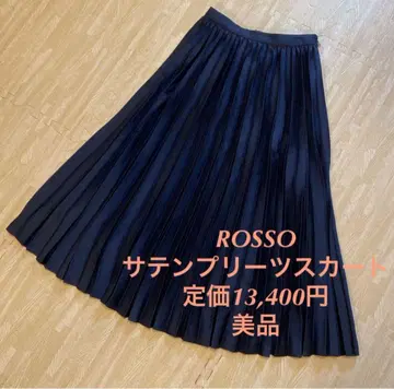 rosso 로쏘 새틴 플리츠 스커트 블루
