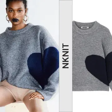NKNIT 하트 니트 그레이