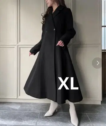 JUNOAH 플레어 실루엣 롱 체스터 코트 XL