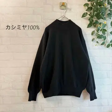 캐시미어 100% 하이넥 긴팔 니트 스웨터 블랙