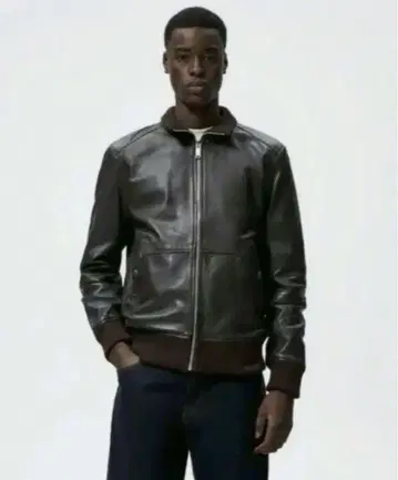 ZARA 다크 브라운 가죽 자켓