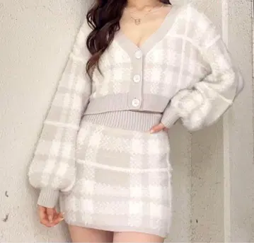GYDA 체크 무늬 니트 셋업