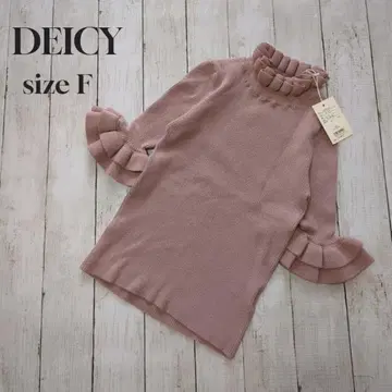 택 포함 새상품 DEICY 데이지 프릴 넥 숏 슬리브 니트
