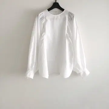 미라 오웬 코튼 브로드 개더 슬리브 티셔츠