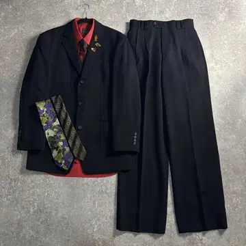 [ vintage ] 셋업 싱글 수트 쓰리피스 블랙 극울