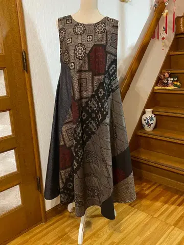 기모노 리메이크 오시마 명주 류타츠이리 텐트 라인 원피스