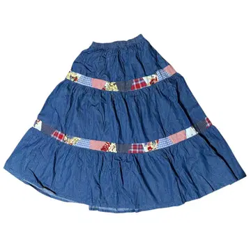 [ 구제 의류 ] vintage 데님 패치워크 롱 스커트