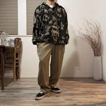 새상품급 올 패턴 후드티 L 코튼 인도산 멕시칸 파카 구제 의류 하와이안
