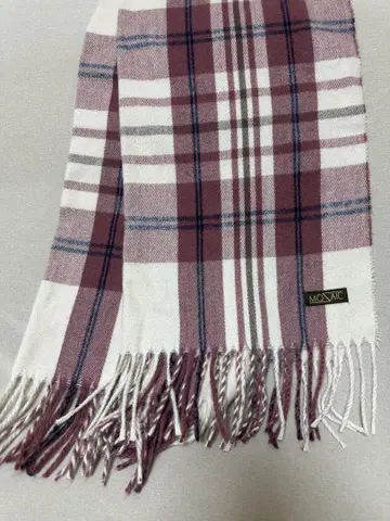 체크 무늬 머플러 베이지 핑크 계열
