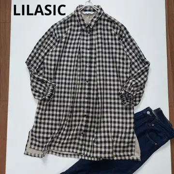 새상품급 LILASIC 리라시크 체크 더블 거즈 셔츠 튜닉 원피스