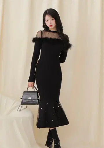 M me eme 엠에메 비쥬 머메이드 롱 원피스 블랙