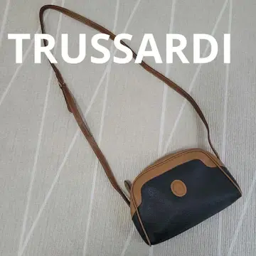 TRUSSARDI 숄더백 vintage 가죽 숄더백 블랙과 브라운