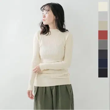 NARU 코튼 코마 랜덤 리브 하이넥 스웨터