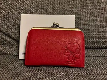 미사용품 스누피 천연 가죽 지갑 가마구치