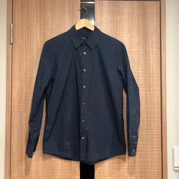 A.P.C. 네이비 도트 패턴 긴팔 셔츠 XS