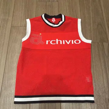archivio 메쉬 슬리브리스 베스트 36 빨간색