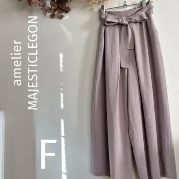 amelier MAJESTICLEGON 리본 와이드 팬츠 더스티 핑크 F