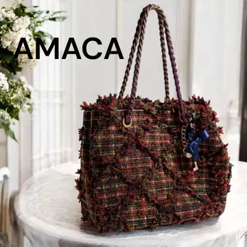 AMACA 아마카 트위드 체인 핸드백