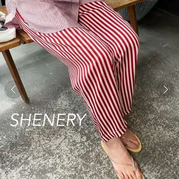 [ SHENERY ] 시너리 새틴 스트라이프 이지 팬츠