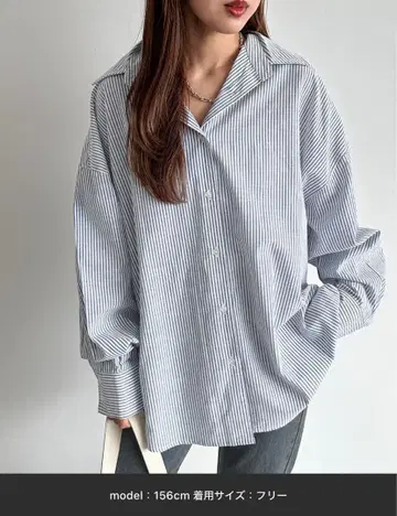 스트라이프 패턴 오버사이즈 셔츠 apres jour mignon