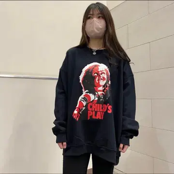남녀 공용 소량 입고! 처키의 신부 처키 맨투맨 트레이닝복/블랙
