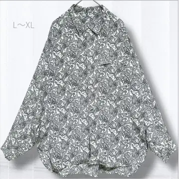 페이즐리 무늬 긴팔 셔츠 L~XL 가슴 포켓 모노톤 컬러 오버 사이즈
