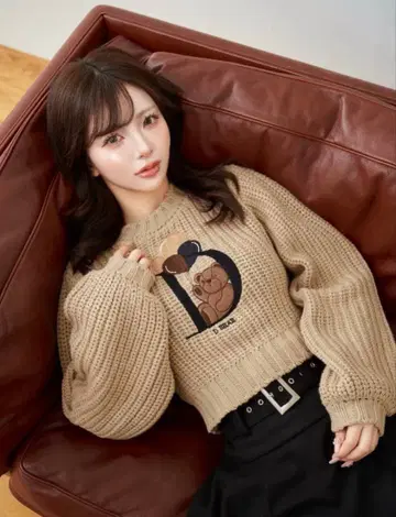 다리치 D 베어 벌룬 니트탑 BEG 베이지