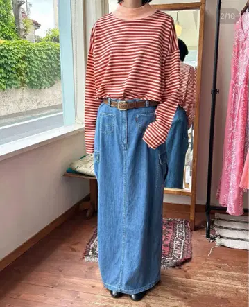bent 구제 데님 스커트