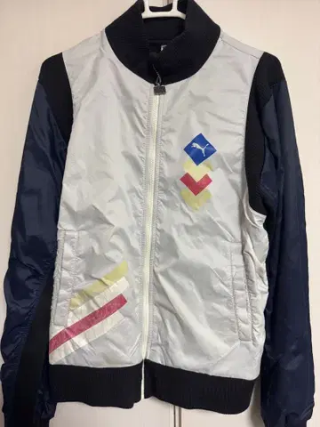 90s Puma 나일론 자켓 M 화이트/네이비