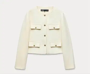 ZARA 크롭 블레이저 플랩 에크루