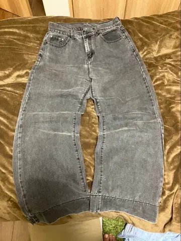 빈티지 블랙 와이드 데님 팬츠