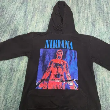 NIRVANA sliver 후드 부착 맨투맨 블랙 후드티