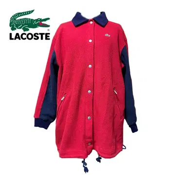 LACOSTE 플리스 롱 자켓 레드/네이비