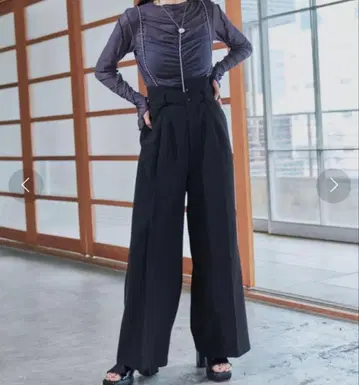 HARE 체인 서스펜더 팬츠 블랙