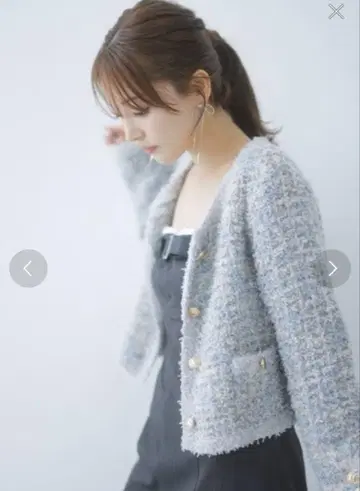 라메 트위드 니트 가디건