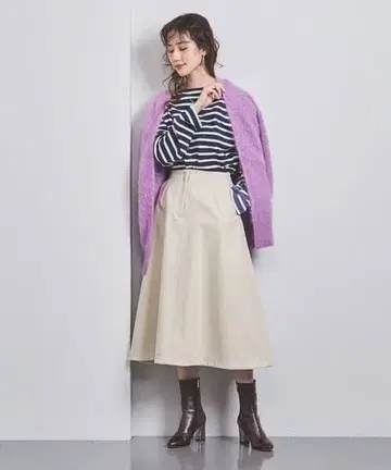유나이티드 애로우즈 더블 크로스 스티치 플레어 스커트