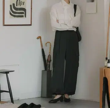 crewre 매트 새틴 카고 팬츠 S