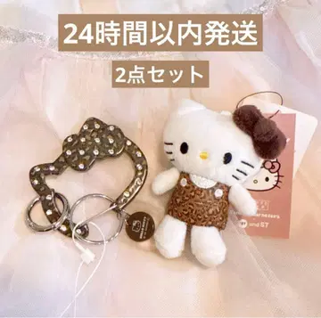 로리즈팜 헬로키티 me% 퀼팅 참+카라비너 세트