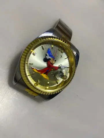 미키 마우스 쿼츠 손목시계 골드 실버